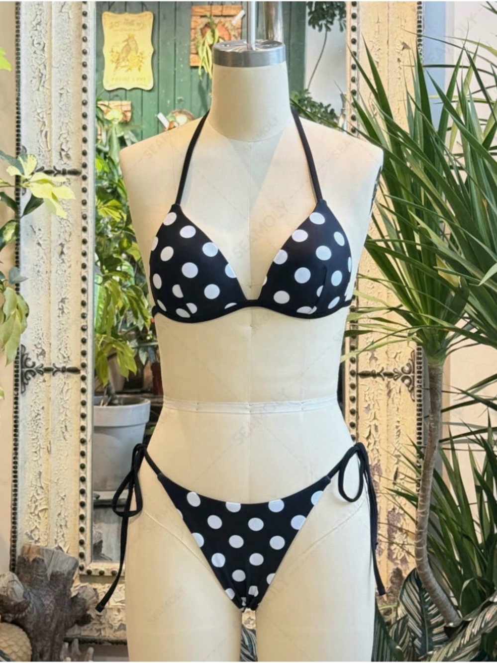 BNWT Sea Molly Black and White Polka Dot  Bikini Set